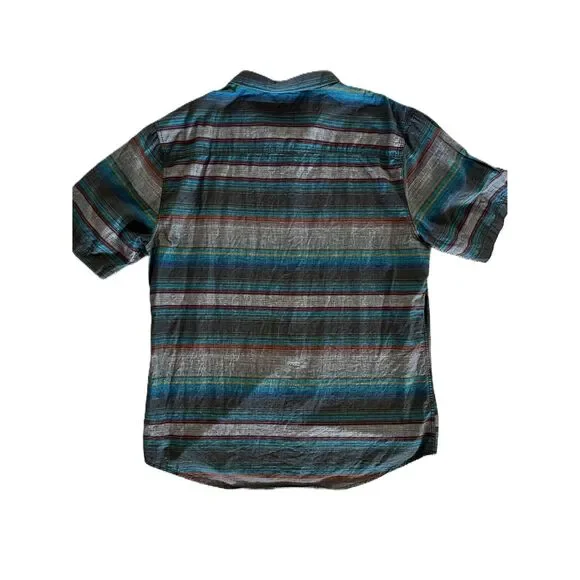 Carbon Mens Multicolor Button Up Short Sleeve Classic Fit Cotton XXL Color Block - Picture 10 of 10